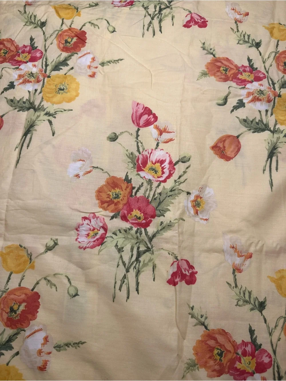 Vintage Pottery Barn Floral Euro Shams Set of 2 Yellow Poppy Cottagecore 26x26